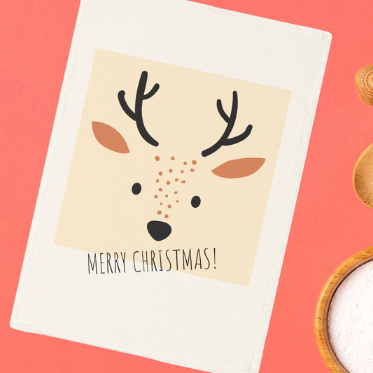 Cadeau mignon de torchon en coton biologique de cuisine de cerf pour Noël ou anniversaire, Joyeux Noël