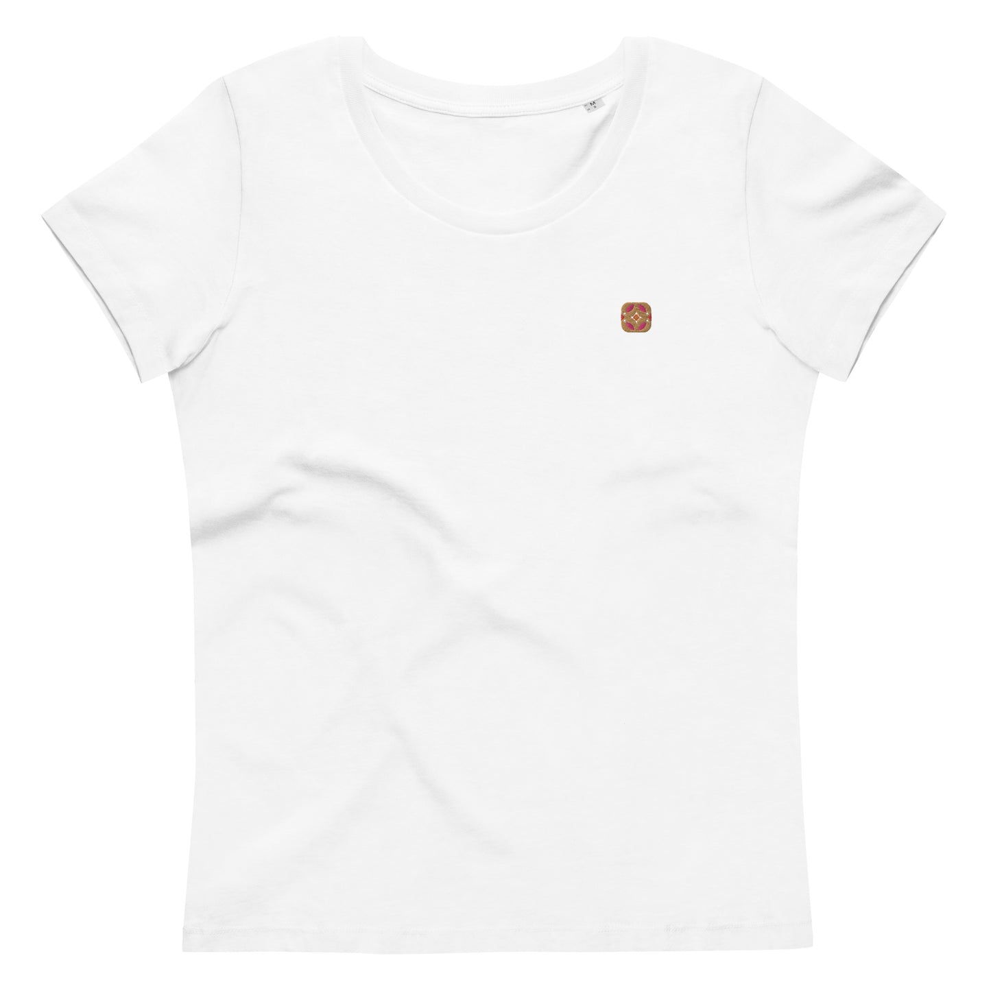 Embroidered spring birds Bauhaus style white T-shirt in organic cotton - Women white