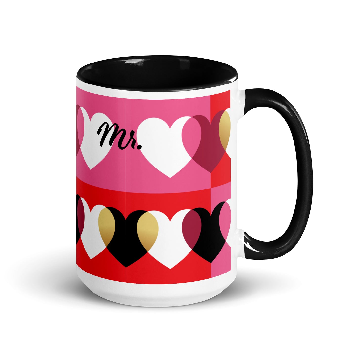 Set di 2 tazze Amore, nere e rosse, Mr. e Mrs, personalizzate