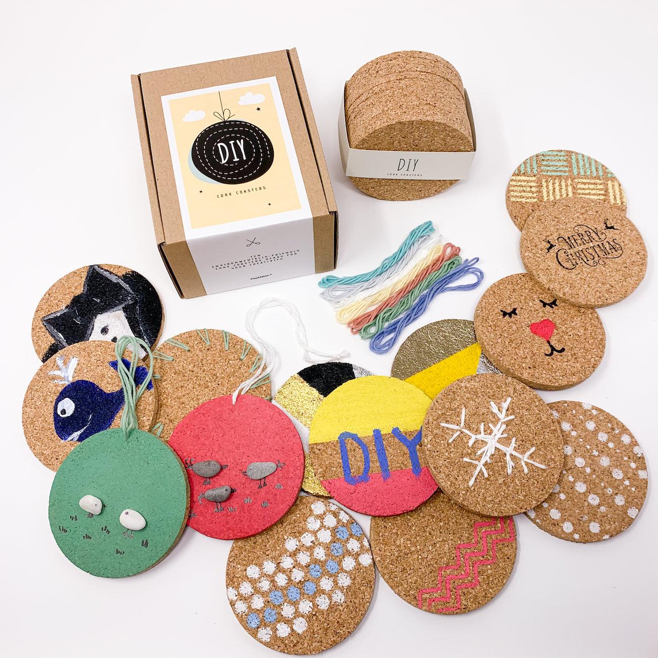DIY - Cork coasters for crafts, round, set of 10 with 7 pcs cotton yar –  PepMelon