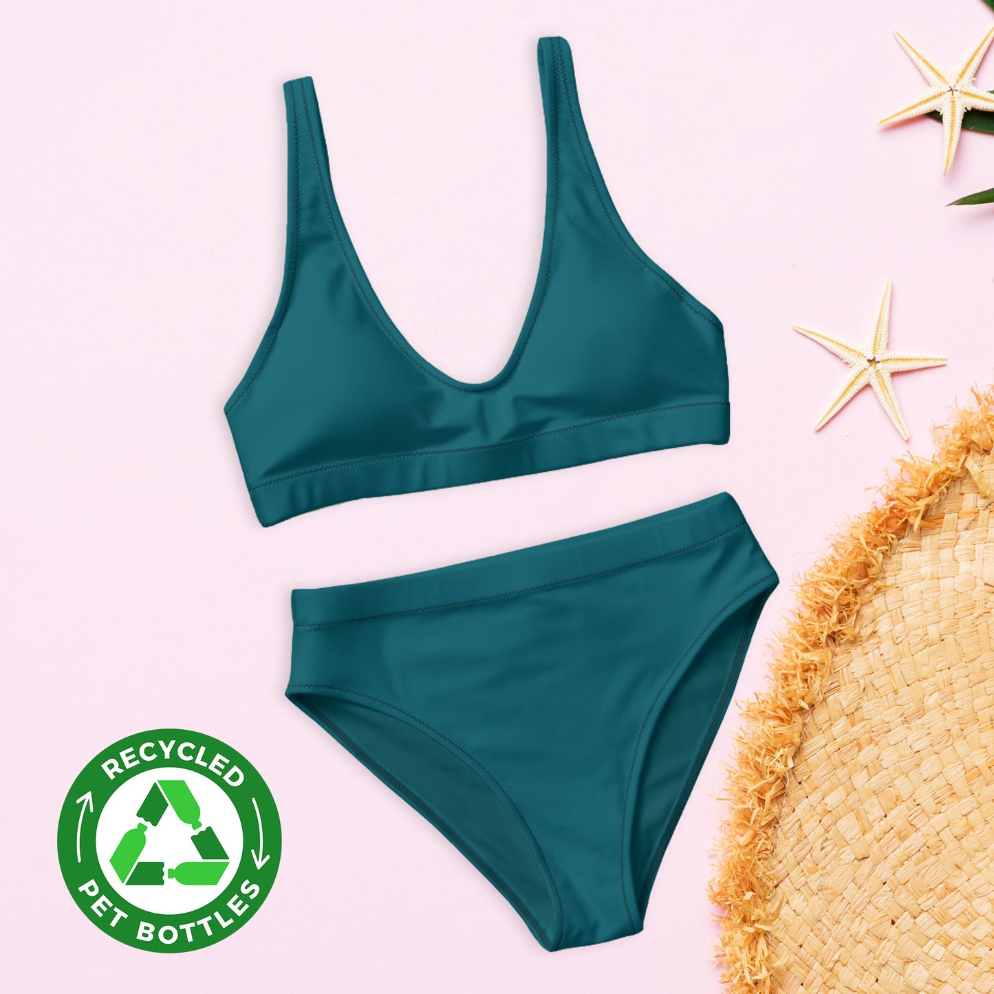 Midnight green Recycled high-waisted bikini set