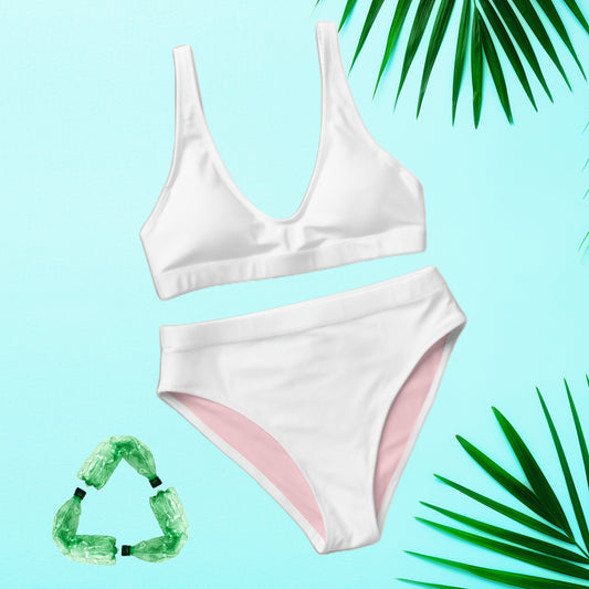 Weiß-rosa recyceltes Sport-Bikini-Set