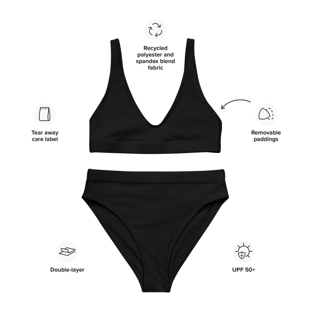 Black rPET high-waisted bikini set