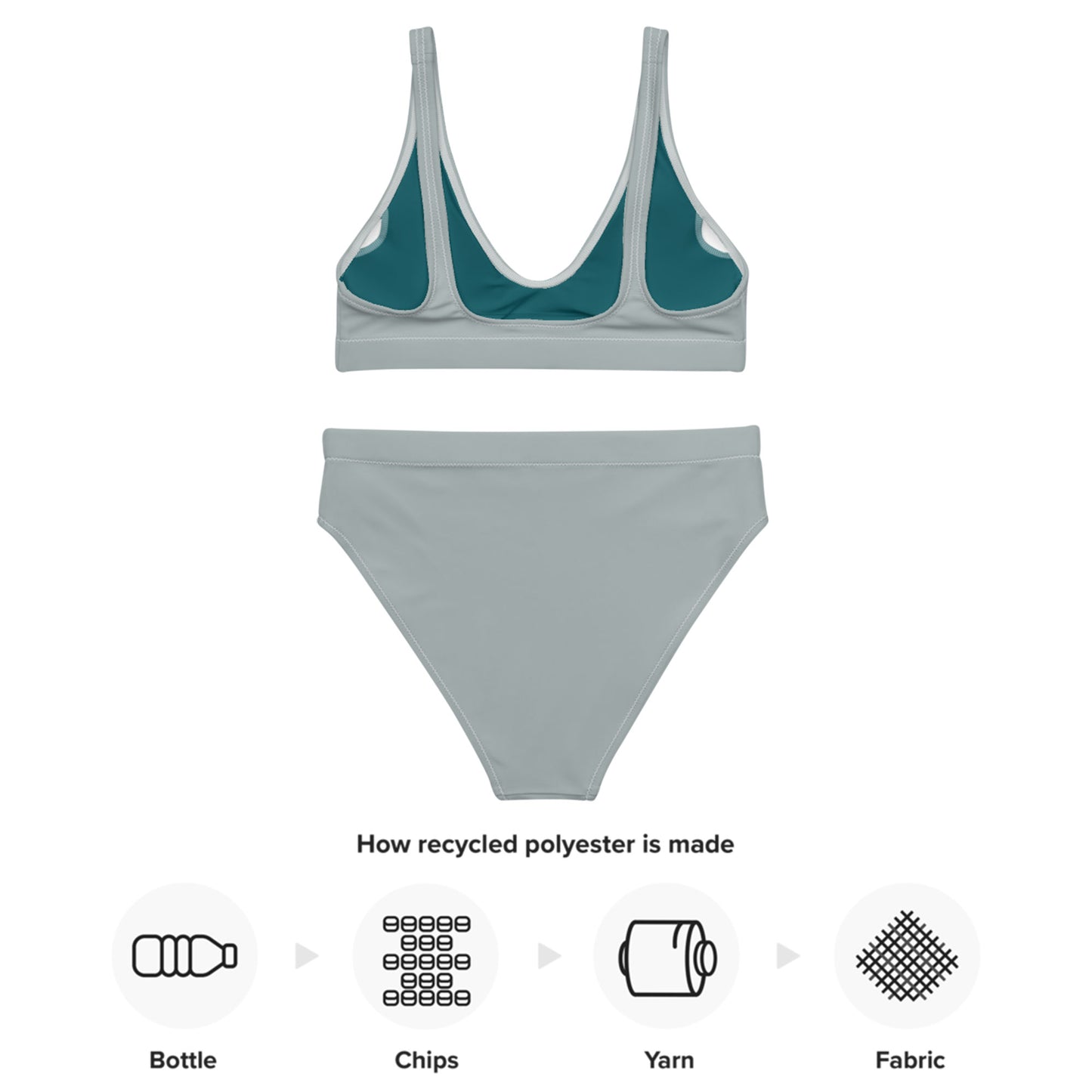 Ash grey Recycled high-waisted bikini set