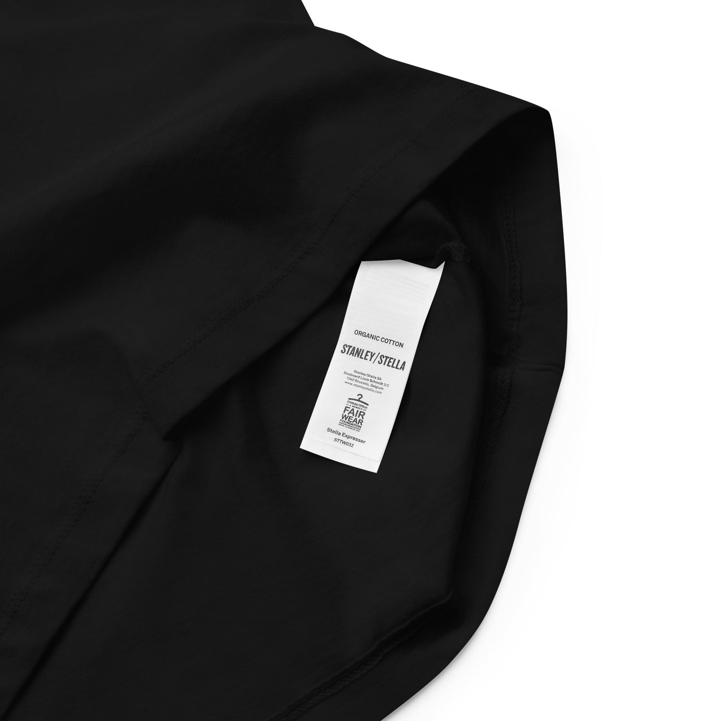 T-shirt noir oiseaux printaniers brodés style Bauhaus coton bio - Femme