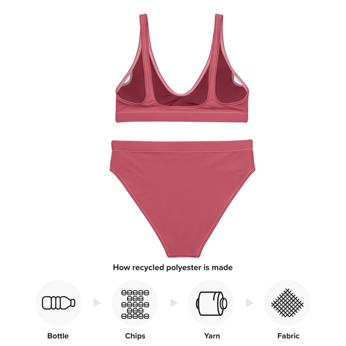 Red rose pink Recycled sport bikini set, sustainable fashion gym bikini