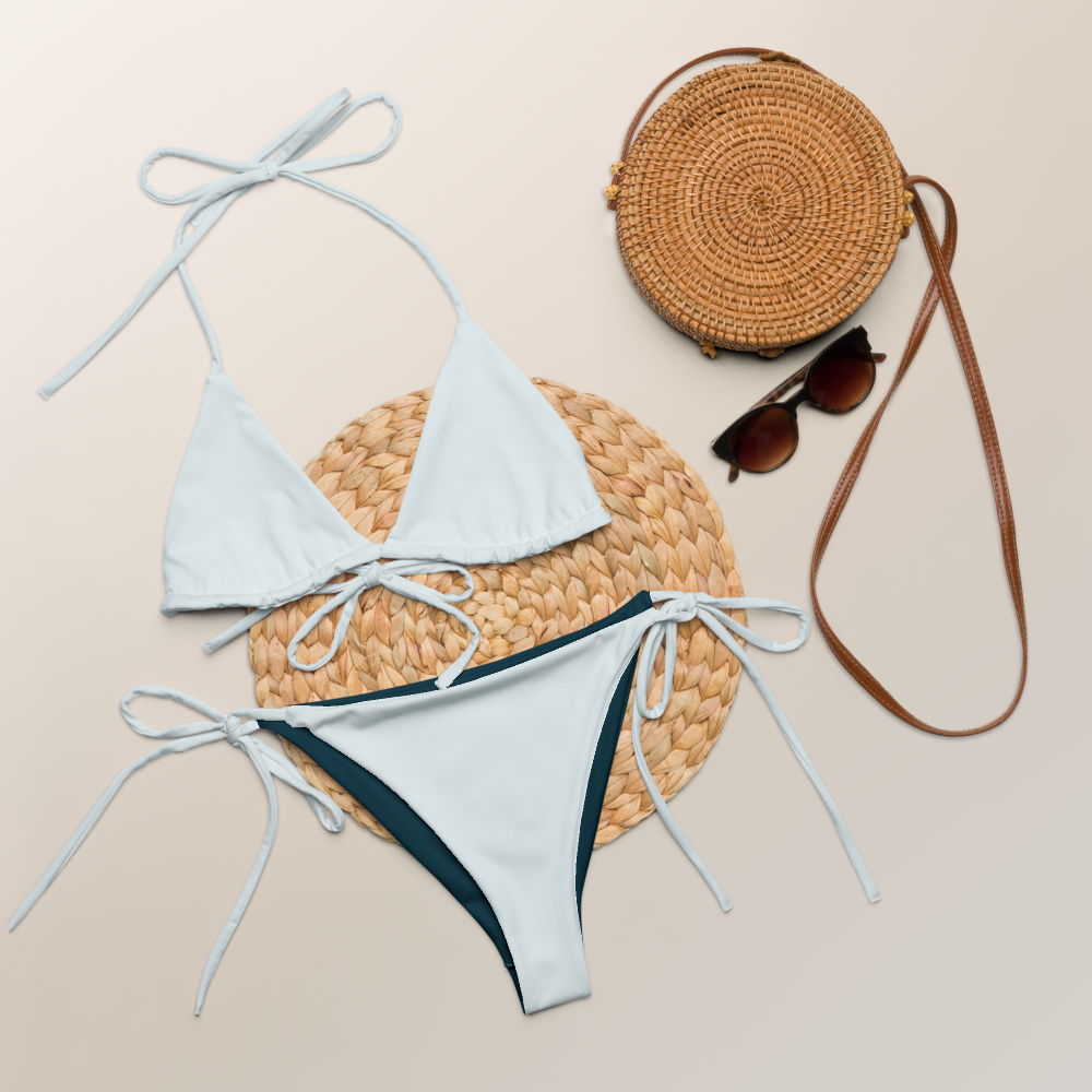 Bikini triangle éco-responsable bleu azur string recyclé