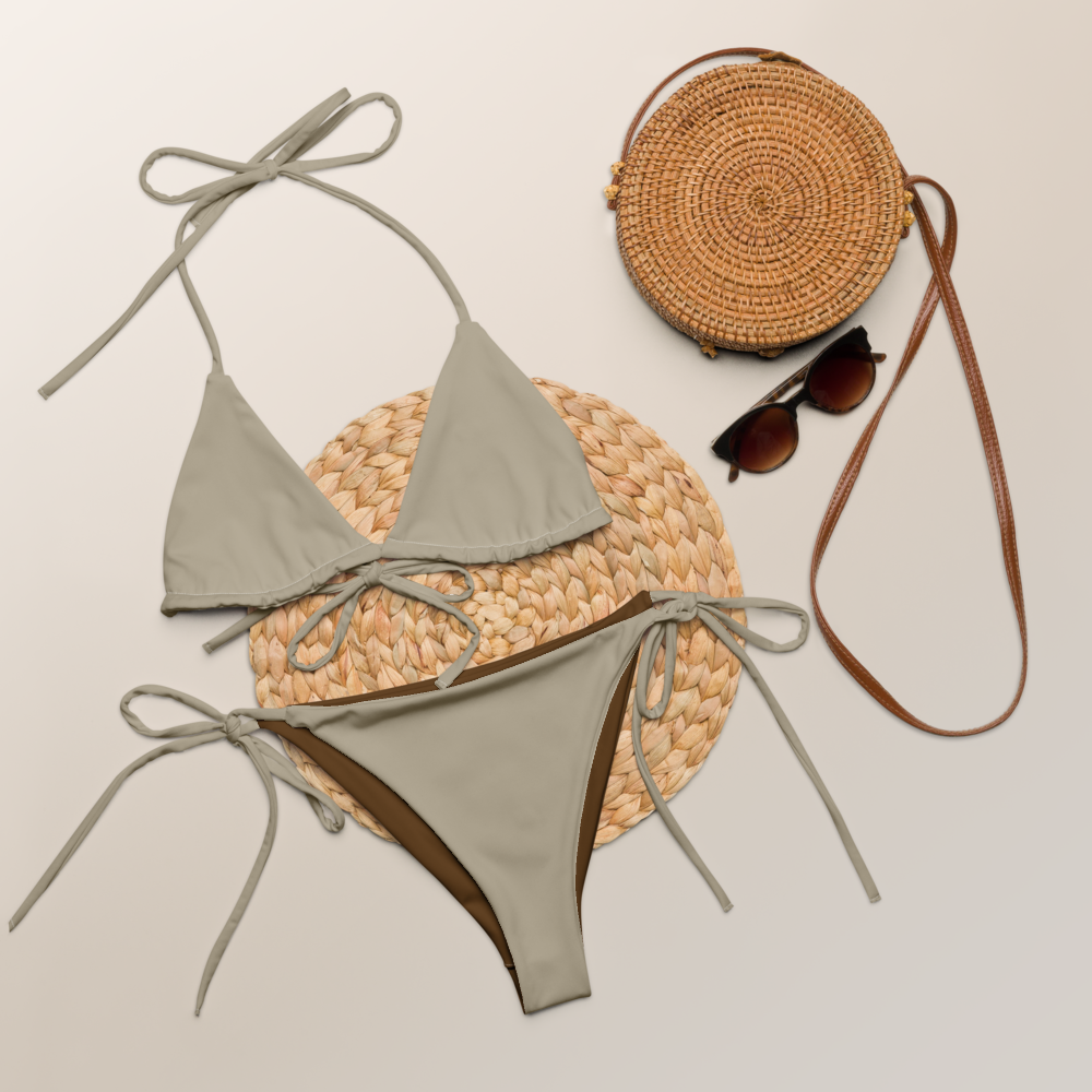 Khaki Recycled string bikini set eco-friendly triangle bikini