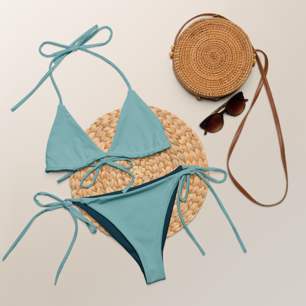 Bikini triangle eco-responsable turquoise opale string recyclé