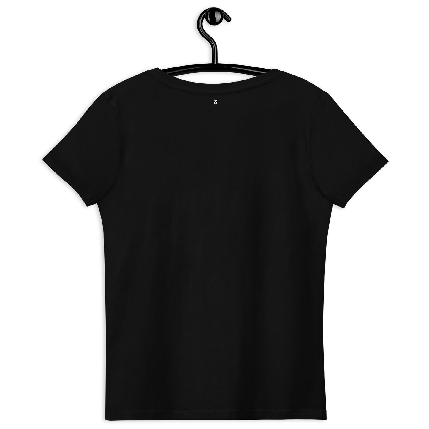 Embroidered spring birds Bauhaus style black T-shirt organic cotton - Women