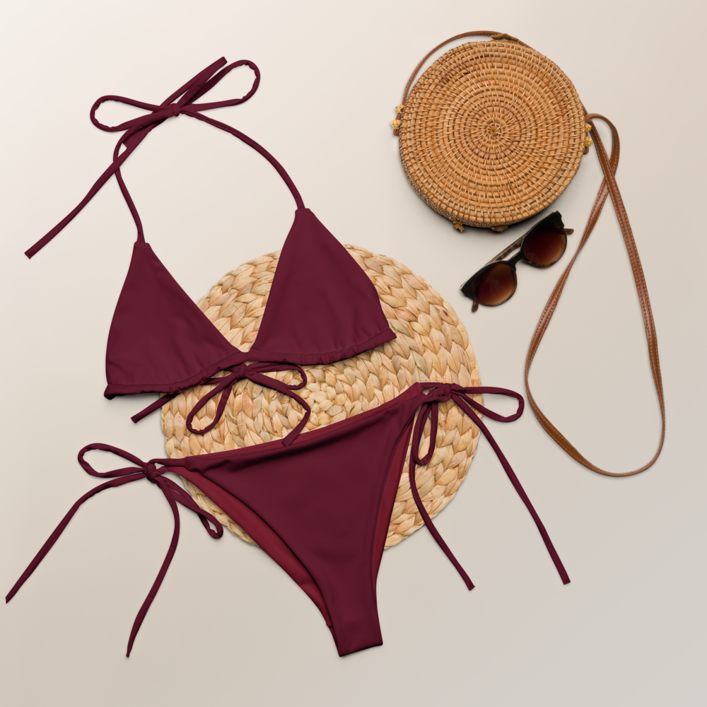 Dark claret ruby red Recycled string bikini set