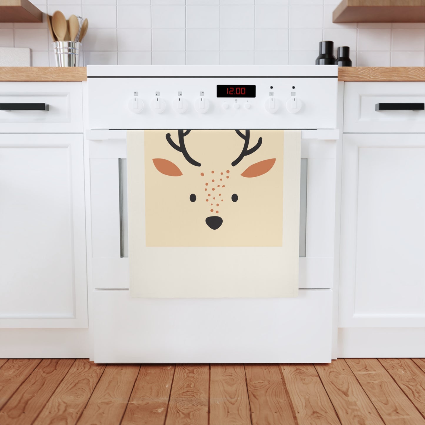 Cute Deer kitchen organic cotton tea towel gift for Christmas or Birthday,  Merry Christmas