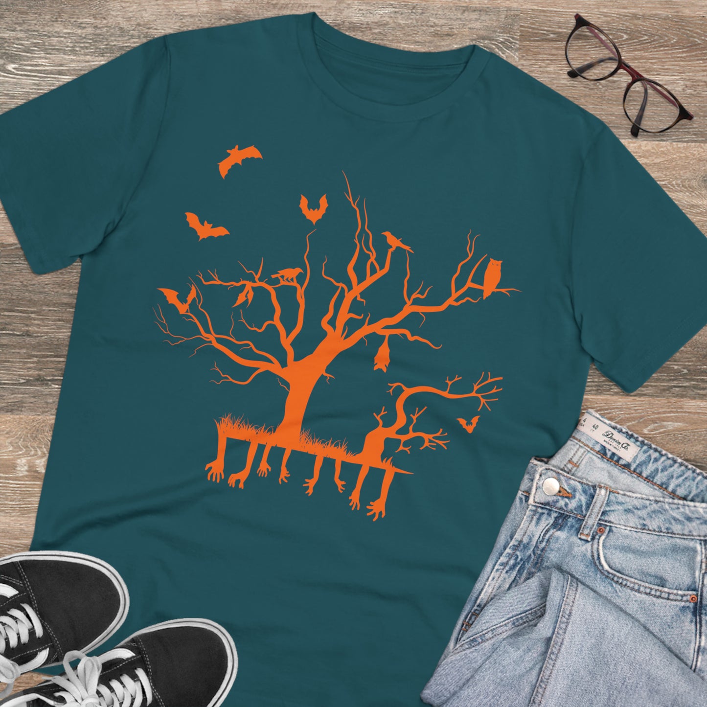 T-shirt Créateur Organique Orange Branche d'Halloween - Unisexe