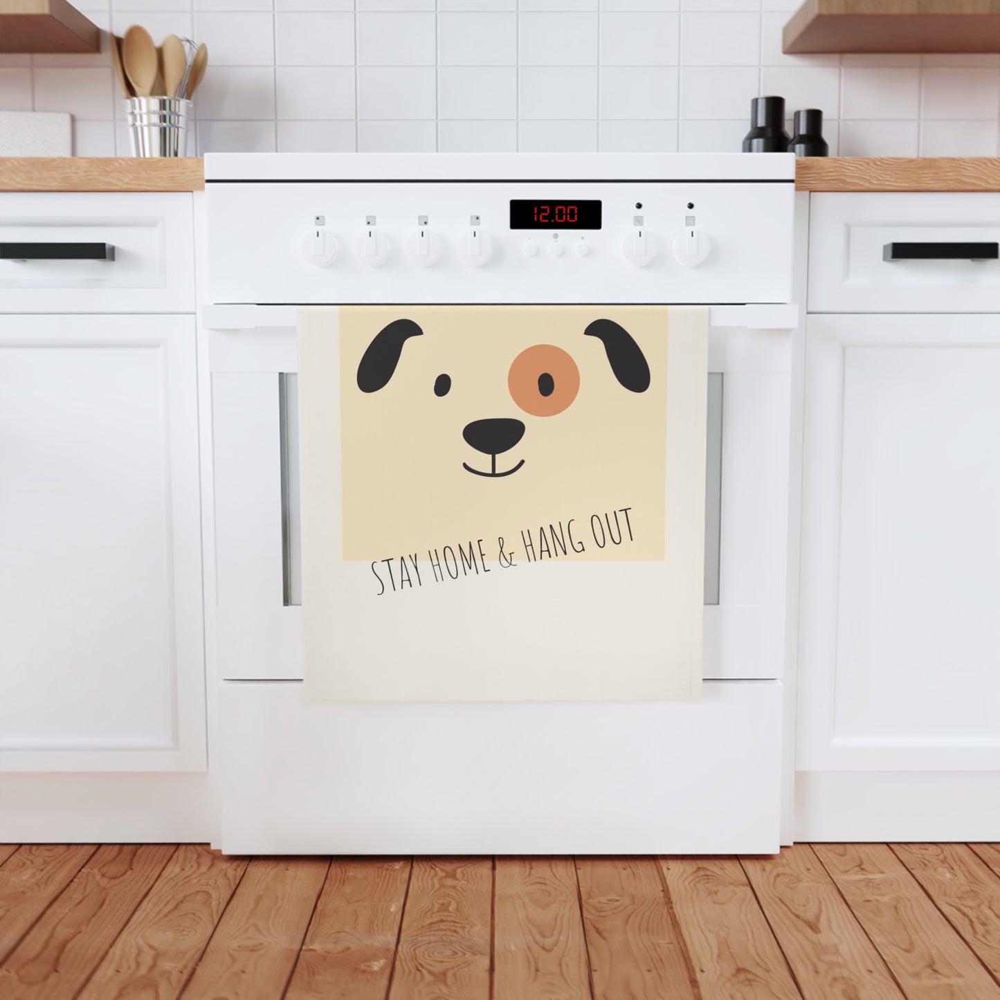 Cute Dog Organic Cotton Tea Towel, 50 x 70 cm, eco-friendly kitchen towel, bathroom hand towel