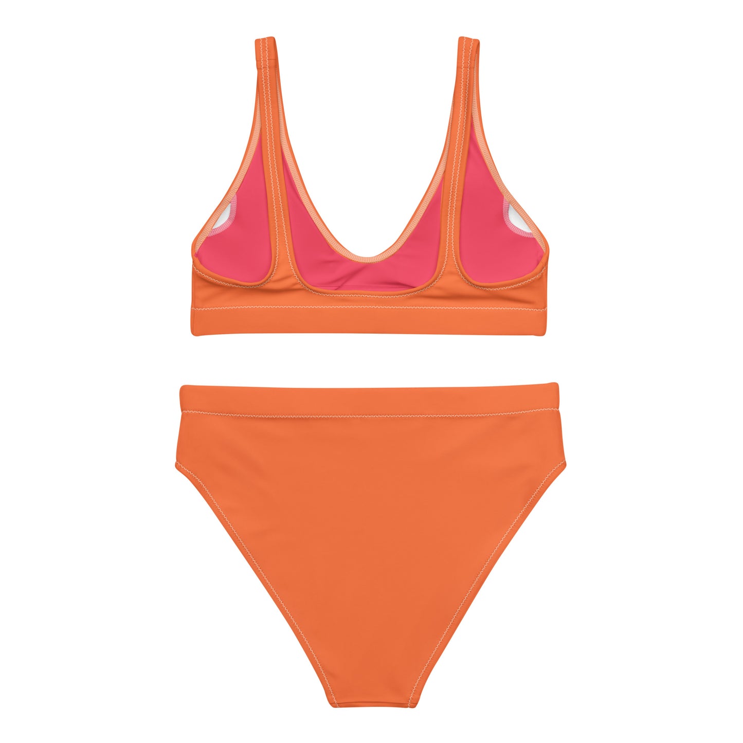Burnt Orange Recycled High-waisted Sport bikini,Swimwear for Woman, two part bathing swim suit eco-fashion beachwear, plus size swim