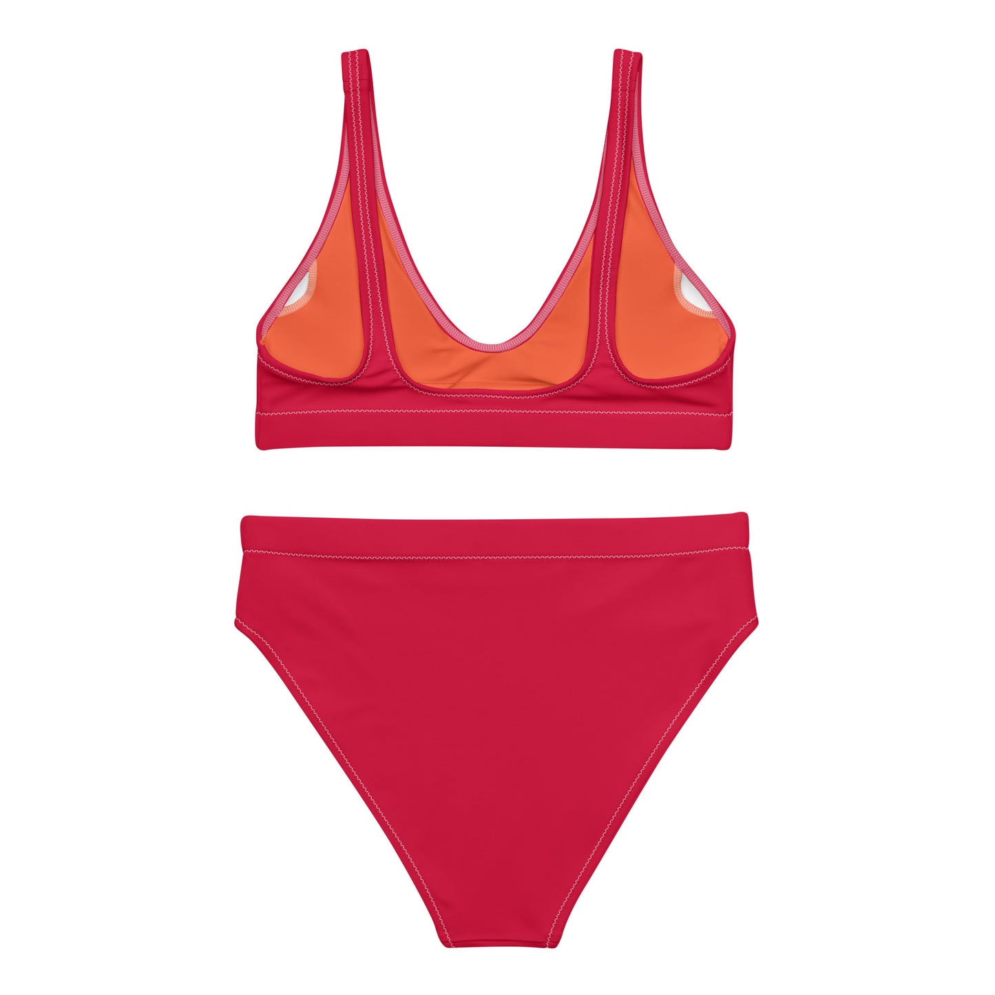 Crimson red Recycled High-waisted Sport bikini,Swimwear for Woman, two part bathing swim suit eco-fashion beachwear, plus size swim