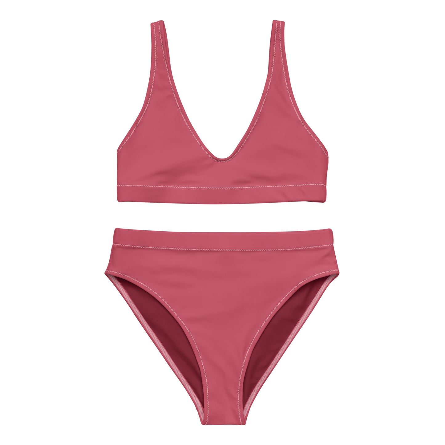 Red rose pink Recycled sport bikini set, sustainable fashion gym bikini