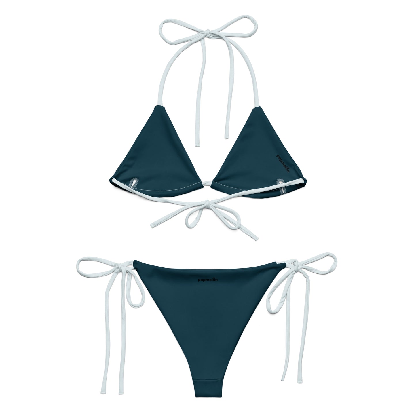 Azure blue Recycled string bikini set eco-friendly triangle bikini
