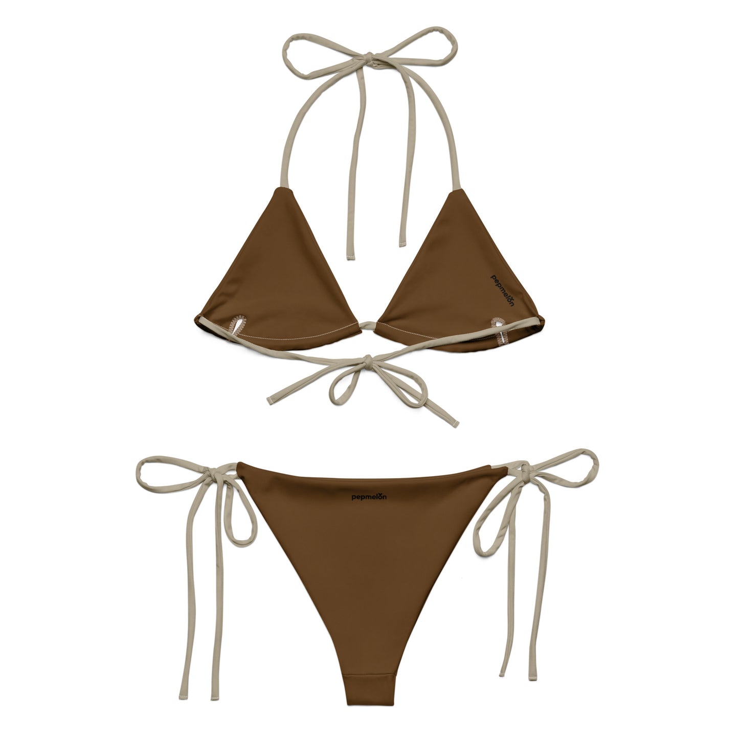 Khaki Recycled string bikini set eco-friendly triangle bikini