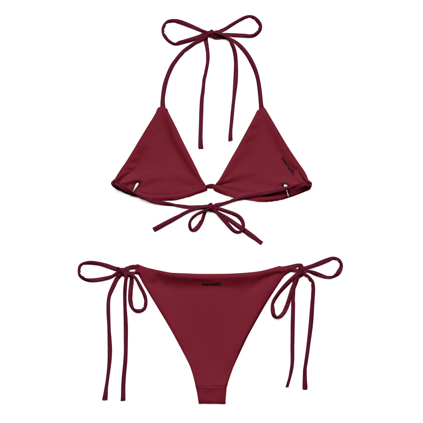 Dark claret ruby red Recycled string bikini set
