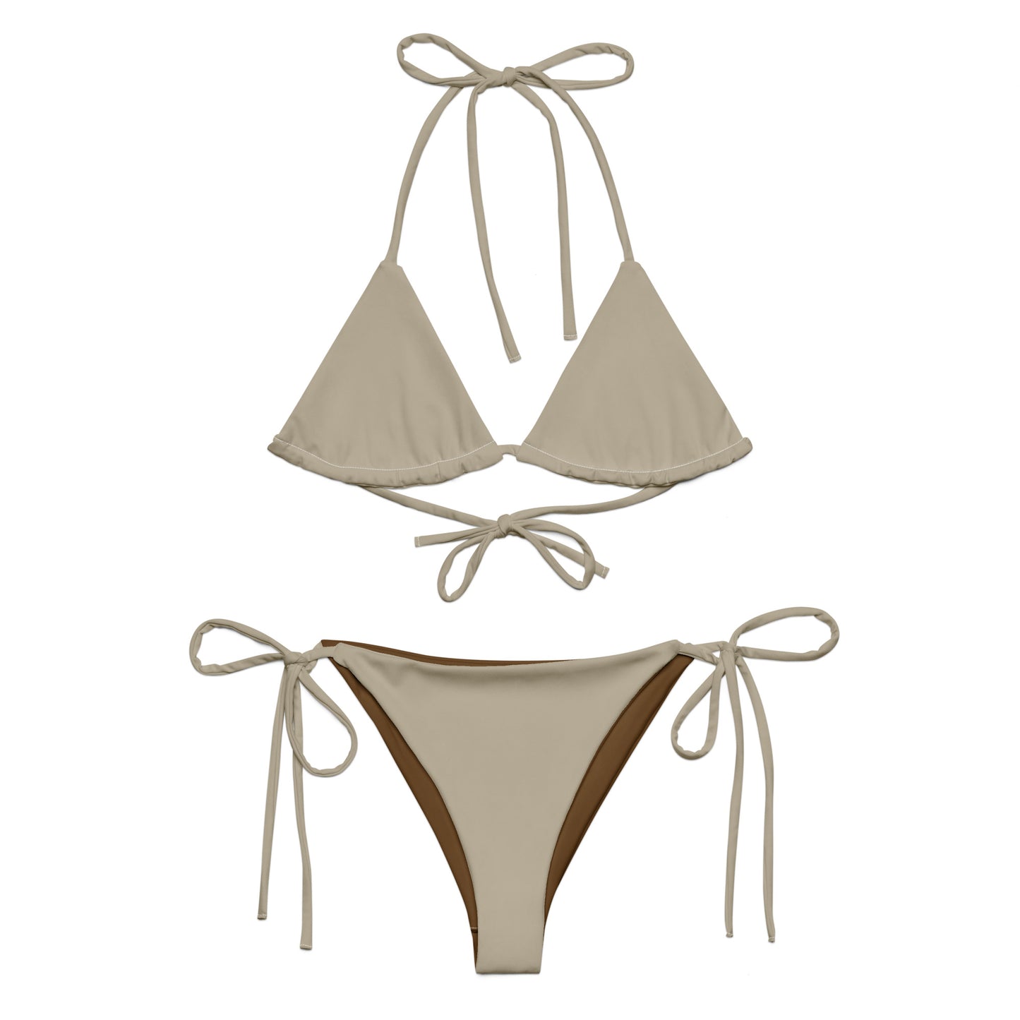 Khaki Recycled string bikini set eco-friendly triangle bikini
