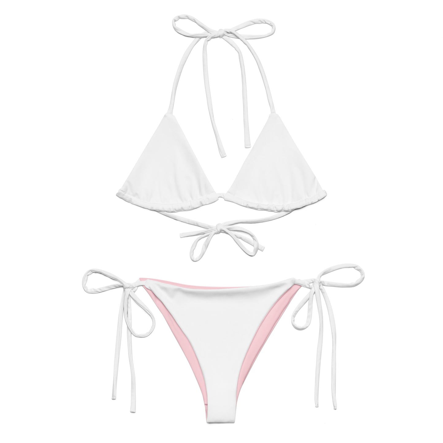 White-pink Recycled string bikini set