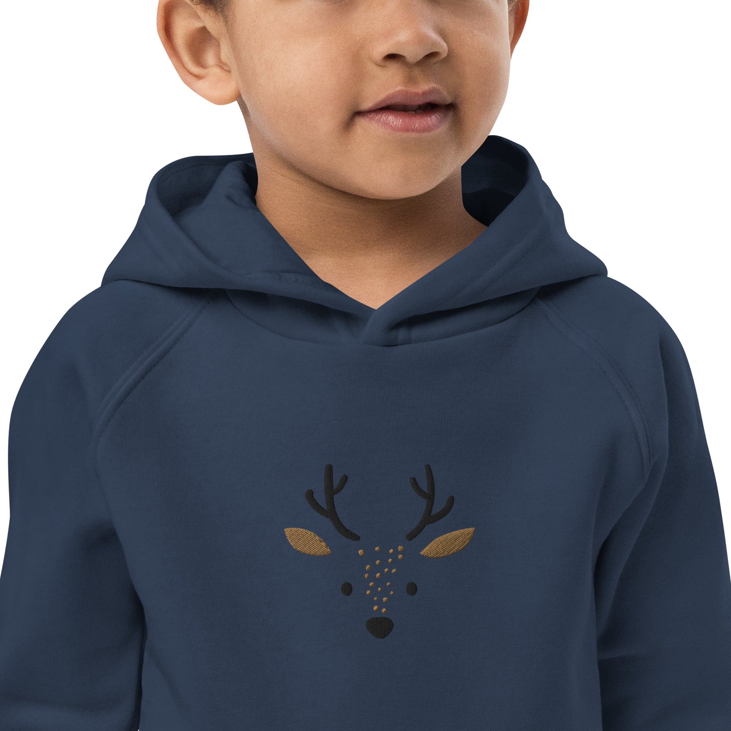 Deer 1 Kids Eco Hoodie with cute animals, Organic Cotton pullover for children, gift idea for kids, soft hoodie for kids for Christmas
