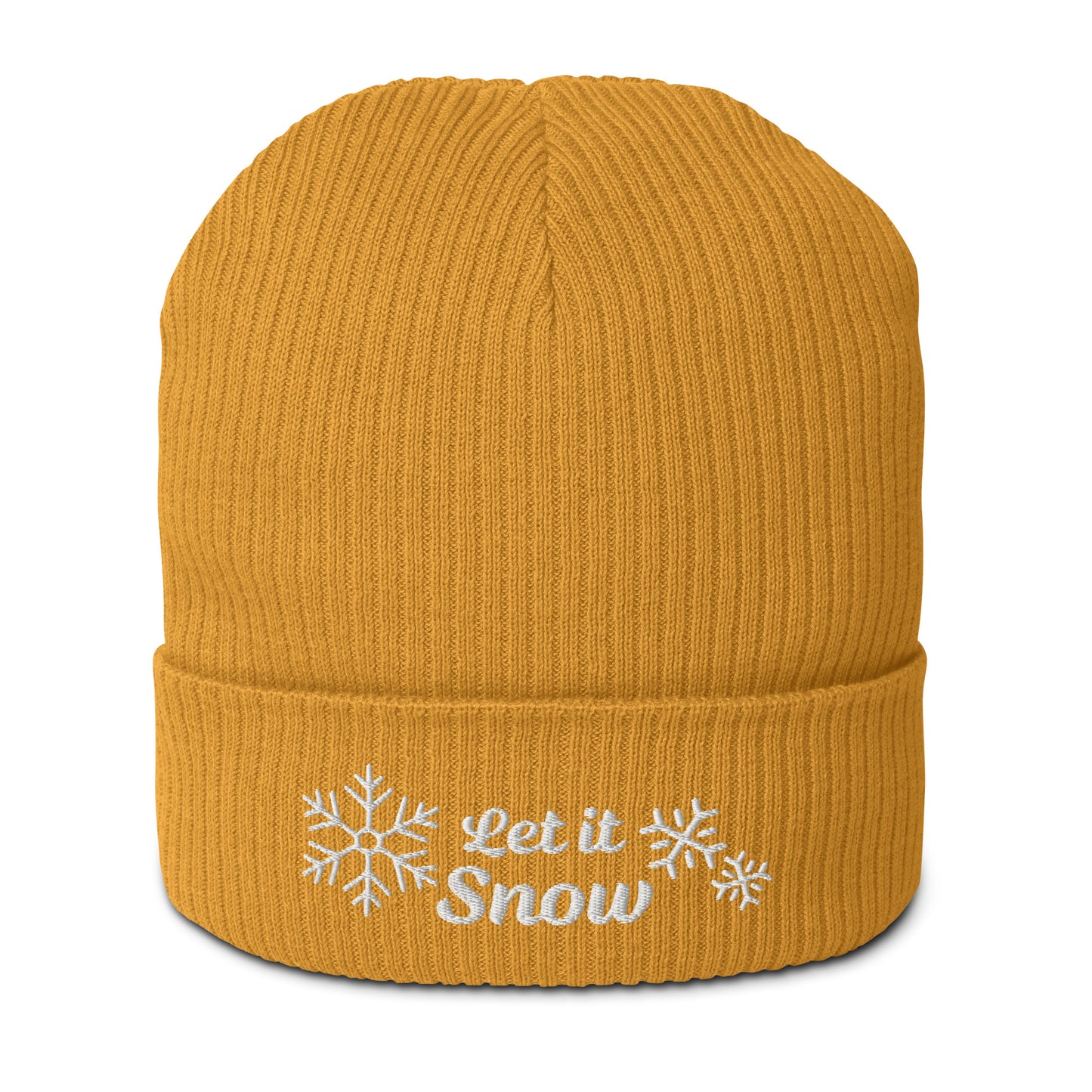 Let it snow embroidered organic ribbed beanie - cute gift idea for Christmas, for winter