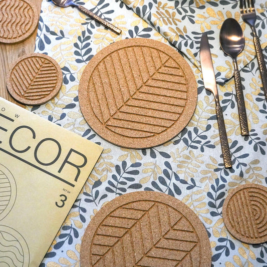 Coloured Cork coasters, round, set of 6 pieces – PepMelon