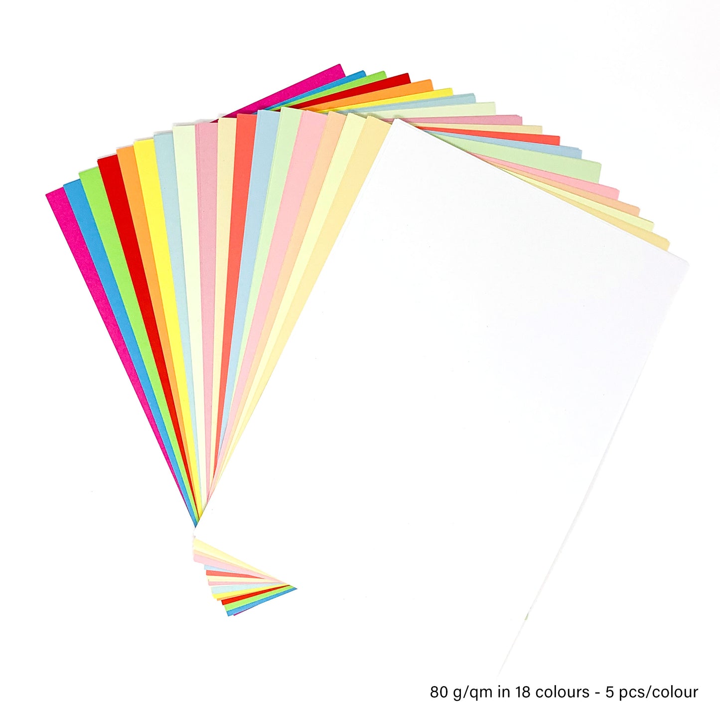 Papel de color para manualidades - 100% reciclado, 4 grosores, 136 unidades