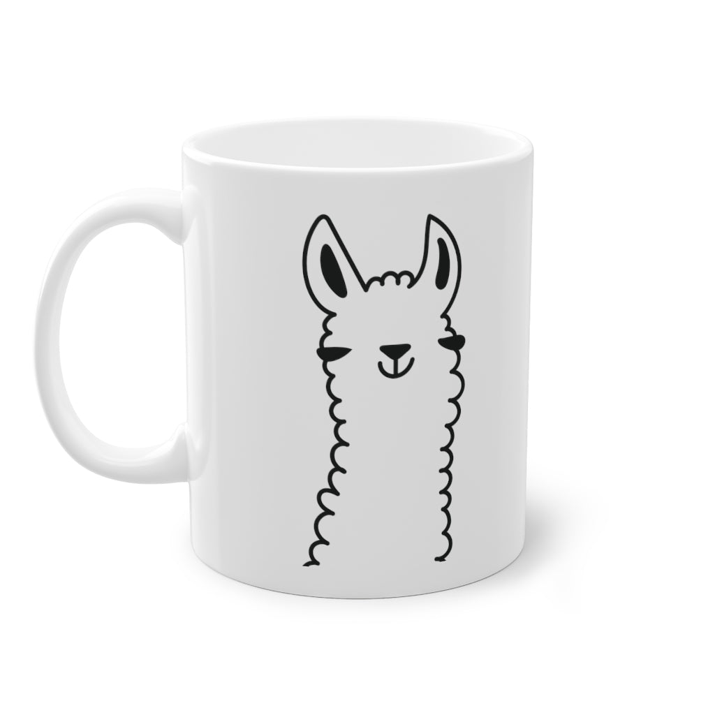 Tasse amusante Llama mignon, blanc, 325 ml / 11 oz Tasse à café, tasse à thé pour les enfants.