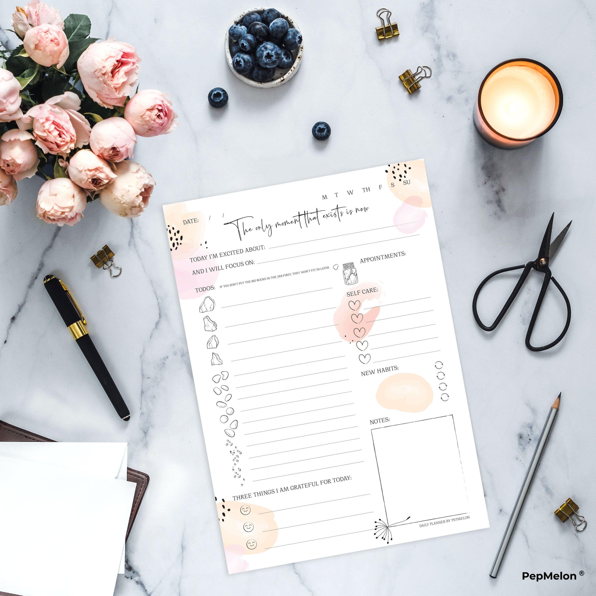 Daily planner printable for 2022, To Do List, Habit tracker - PepMelon