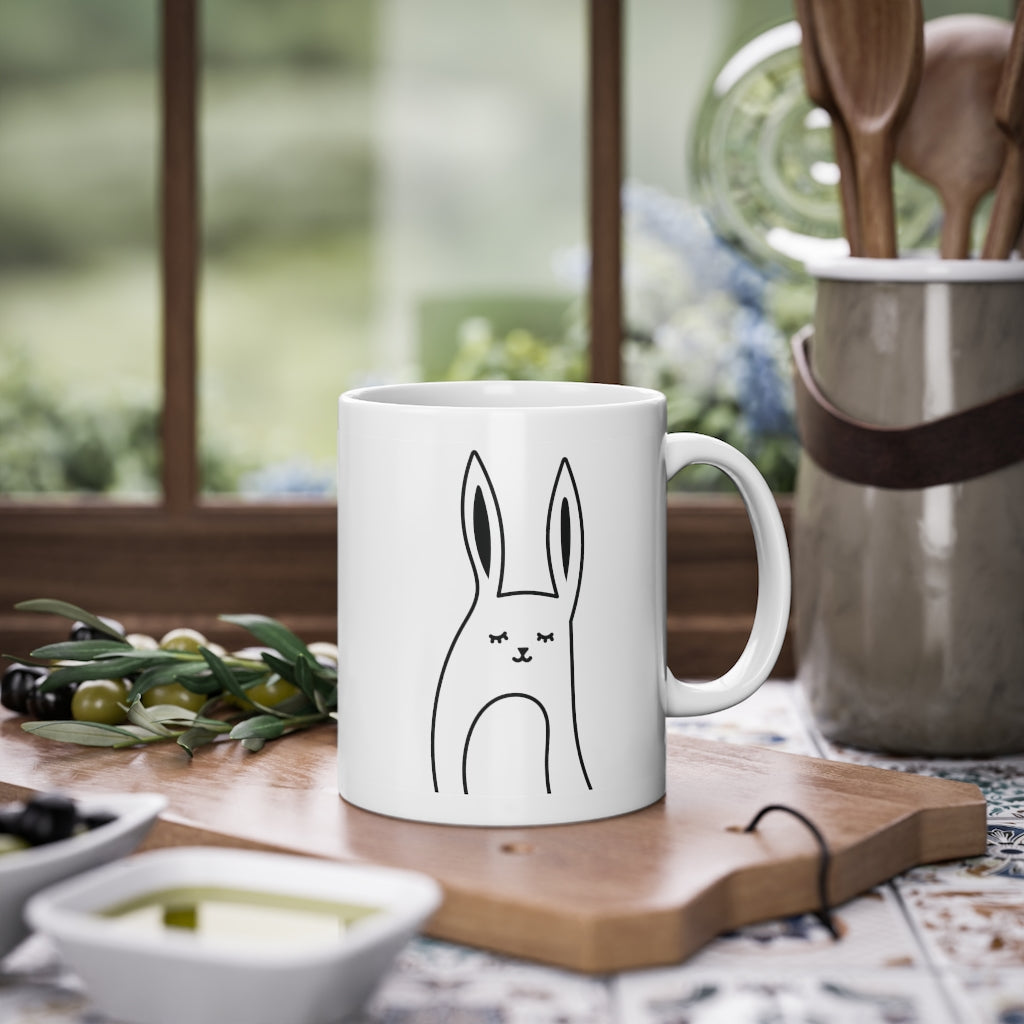 Cute Bunny mug забавная кроличья кружка, белая, 325 мл / 11 унций Кофейная кружка