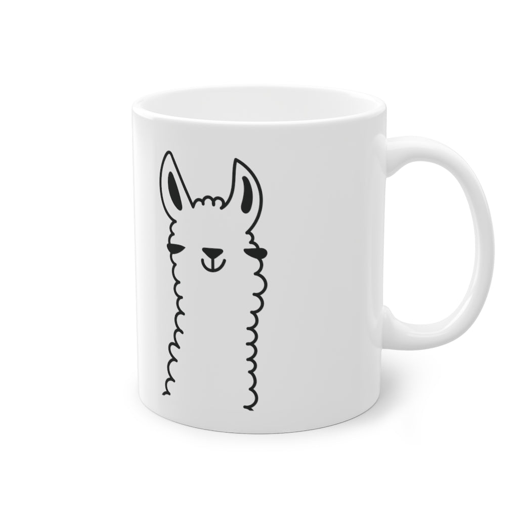 Tasse amusante Llama mignon, blanc, 325 ml / 11 oz Tasse à café, tasse à thé pour les enfants.