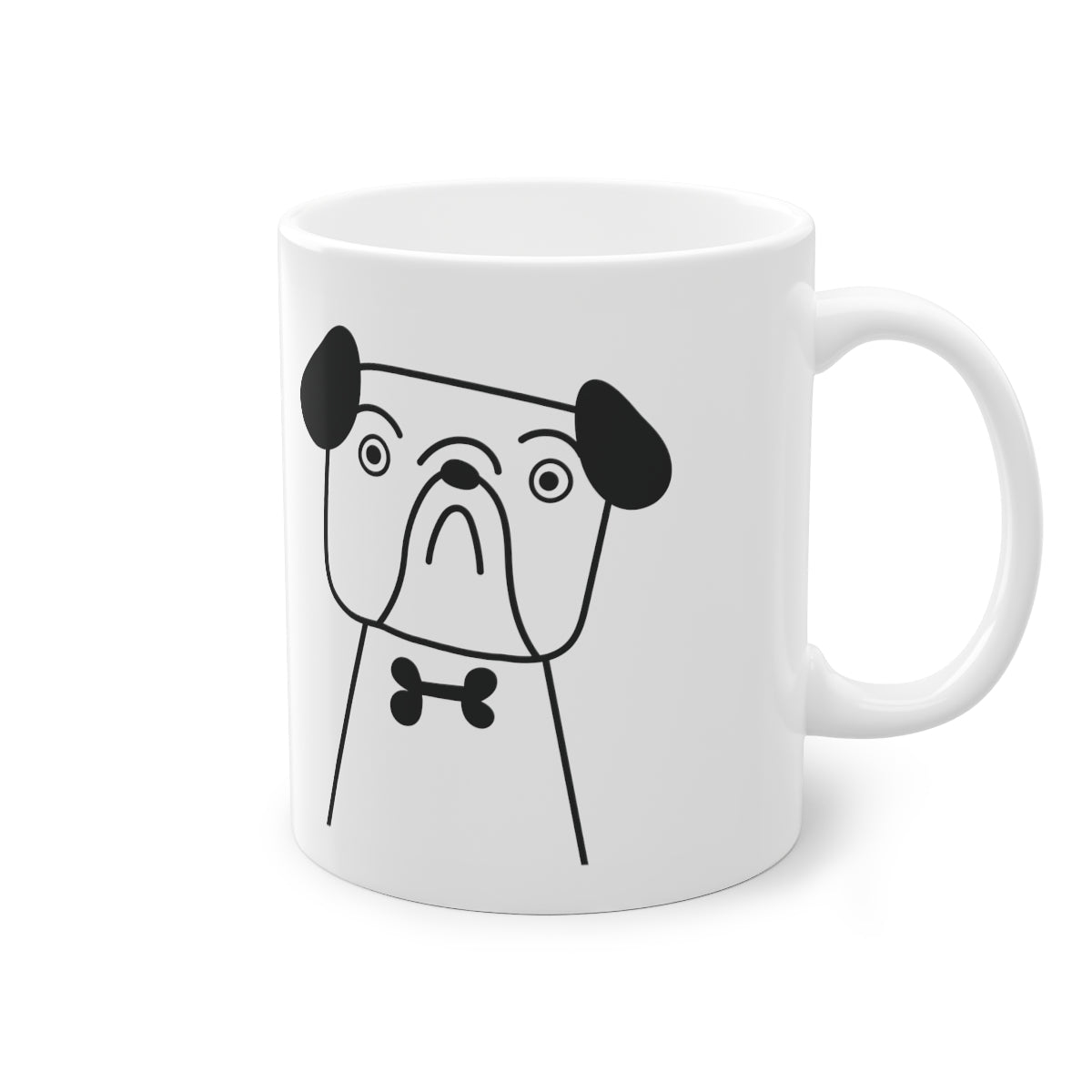 Tasse de chien mignon Bulldog, blanc, 325 ml / 11 oz Tasse à café, tasse à thé pour enfants, enfants, tasse de chiots pour les amoureux des chiens, propriétaires de chiens