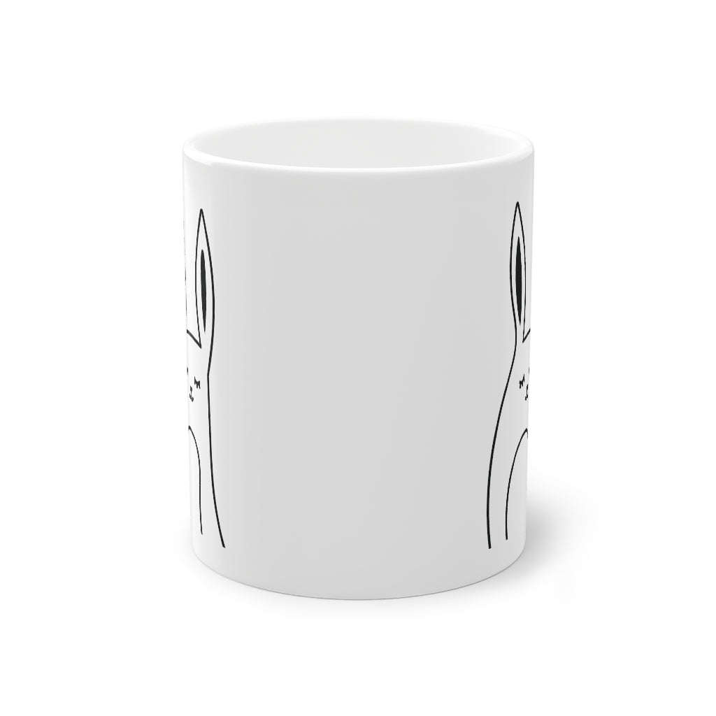 Cute Bunny mug смешна чаша със заек, бяла, 325 ml / 11 oz Чаша за кафе, чаша за чай за деца, деца, чаша със заек за Великден, детски рожден ден