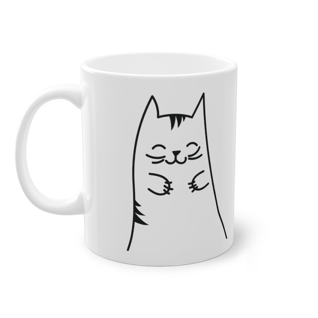 Hrnek Cute Kitty vtipný kočičí hrnek, bílý, 325 ml / 11 oz Hrnek na kávu, hrnek na čaj pro děti