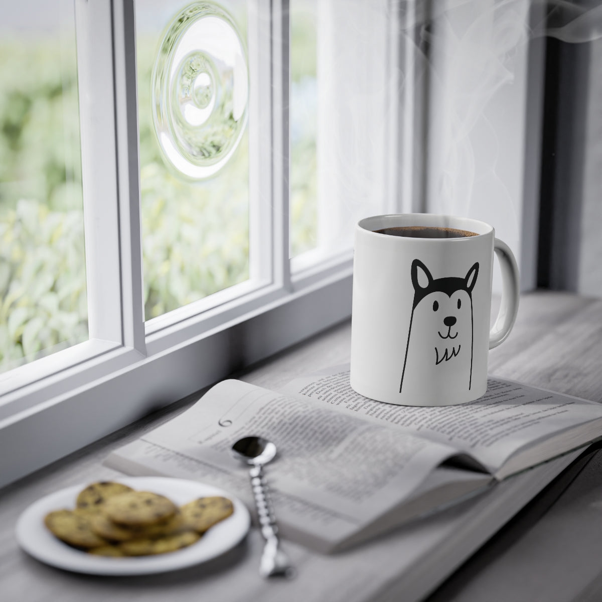 Mug mignon chien Husky, blanc, 325 ml / 11 oz Tasse à café, tasse à thé pour enfants, enfants, tasse de chiots pour les amoureux des chiens, propriétaires de chiens