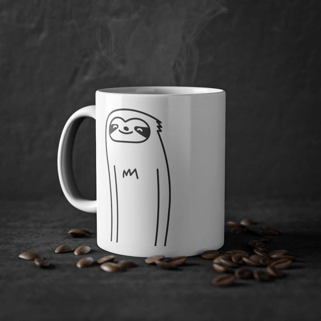 Tasse drôle Cute Sloth, blanc, 325 ml / 11 oz Tasse à café, tasse à thé pour les enfants.