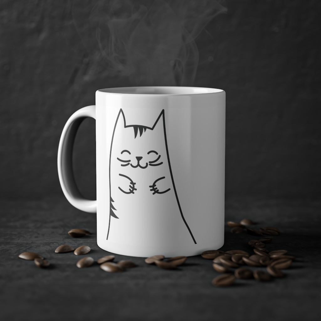 Cute Kitty mug смешна чаша за котка, бяла, 325 ml / 11 oz Чаша за кафе, чаша за чай за деца