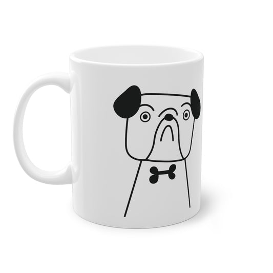 Cute dog Bulldog mug, white, 325 ml / 11 oz Coffee mug, tea mug for kids, children, puppies mug for dog lovers, dog owners