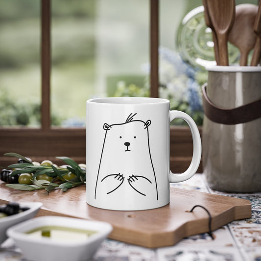 Cute Bear funny mug, white, 325 ml / 11 oz Coffee mug, tea mug for kids