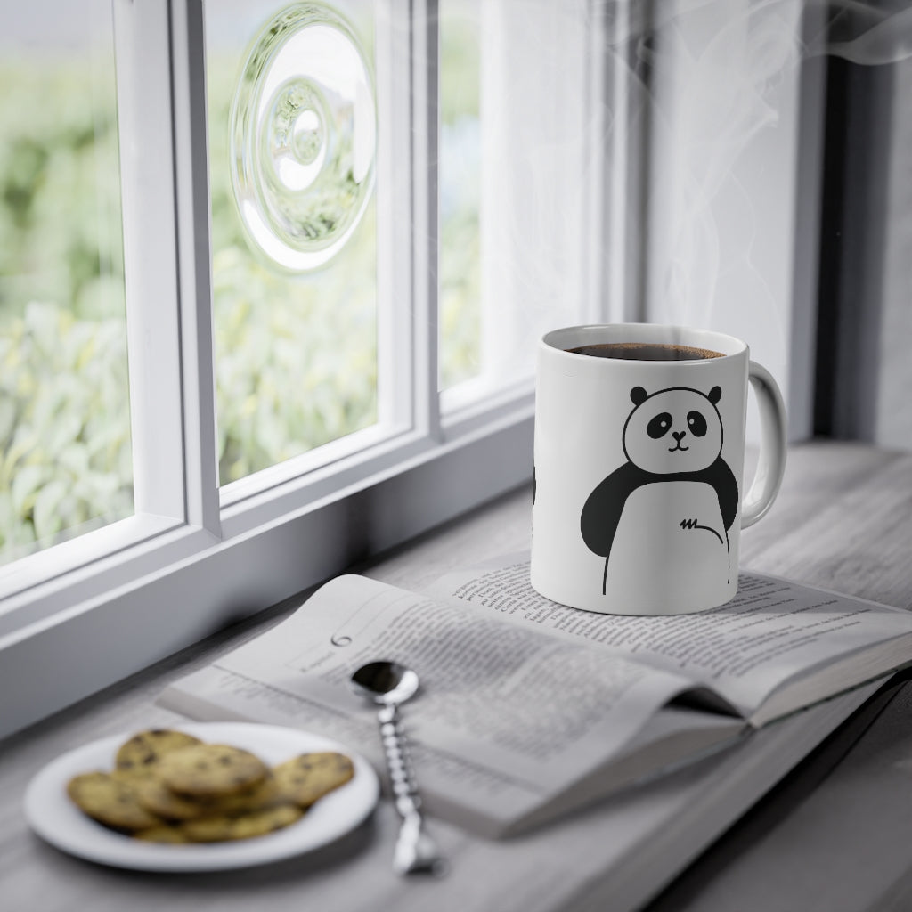 Roztomilý hrnek Panda vtipný hrnek s medvídkem, bílý, 325 ml / 11 oz Hrnek na kávu, hrnek na čaj pro děti
