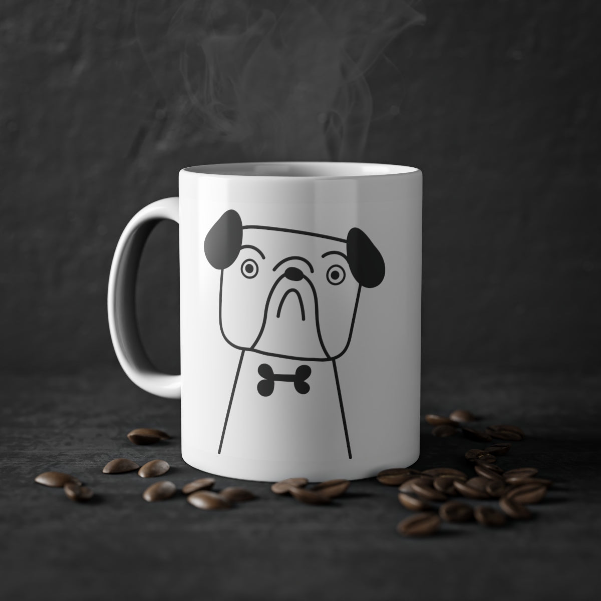 Tasse de chien mignon Bulldog, blanc, 325 ml / 11 oz Tasse à café, tasse à thé pour enfants, enfants, tasse de chiots pour les amoureux des chiens, propriétaires de chiens