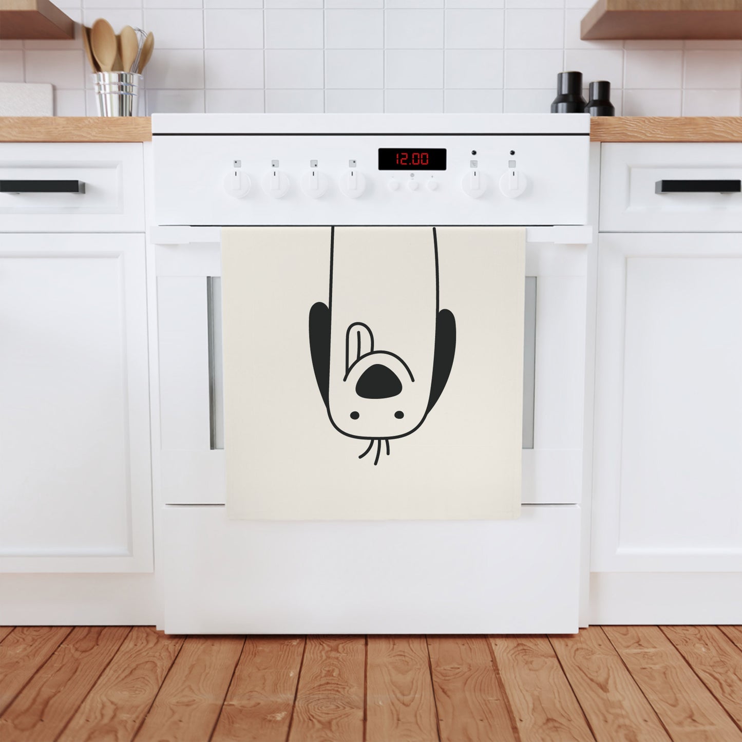 Torchon en coton chien épagneul, 50 x 70 cm, coton biologique, torchon de cuisine ours écologique, essuie-mains de salle de bain avec peluche